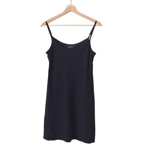 Commando Scoop Neck Mini Cami Slip Dress Nylon Stretch Black USA Layering Large - Picture 1 of 4